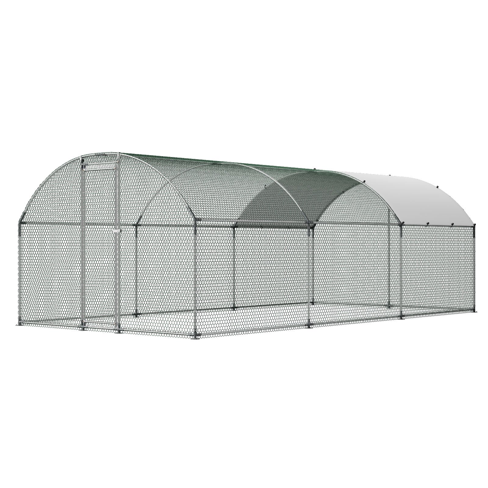 VEVOR Metal Chicken Coop, 9.8x19.3x6.5 ft Large Walk-in Chicken Runs with Cover, Doom Roof Hen House Enclosure with Security Lock, Outdoor Duck Rabbit Cage Poultry Pen for Backyard, Farm, Yard