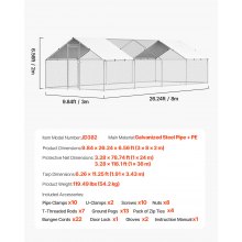 Metal Chicken Coop 9.8x26.2x6.5 ft Walk-in Chicken Run with Cover Spire Roof