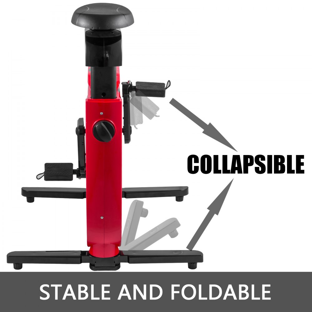 VEVOR Magnetic Exercise Bike, 901 Adjustable Seat Folding Exercise Bike, Rotary Adjustable Magnetic Resistance Under Desk Exercise Bike with Electronic Display, Sports Bracelet for Cardio Training