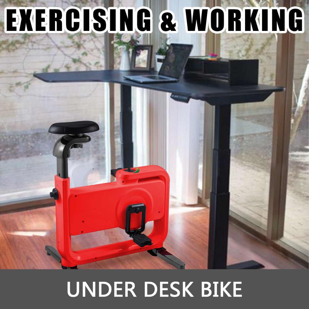 VEVOR Magnetic Exercise Bike, 901 Adjustable Seat Folding Exercise Bike, Rotary Adjustable Magnetic Resistance Under Desk Exercise Bike with Electronic Display, Sports Bracelet for Cardio Training