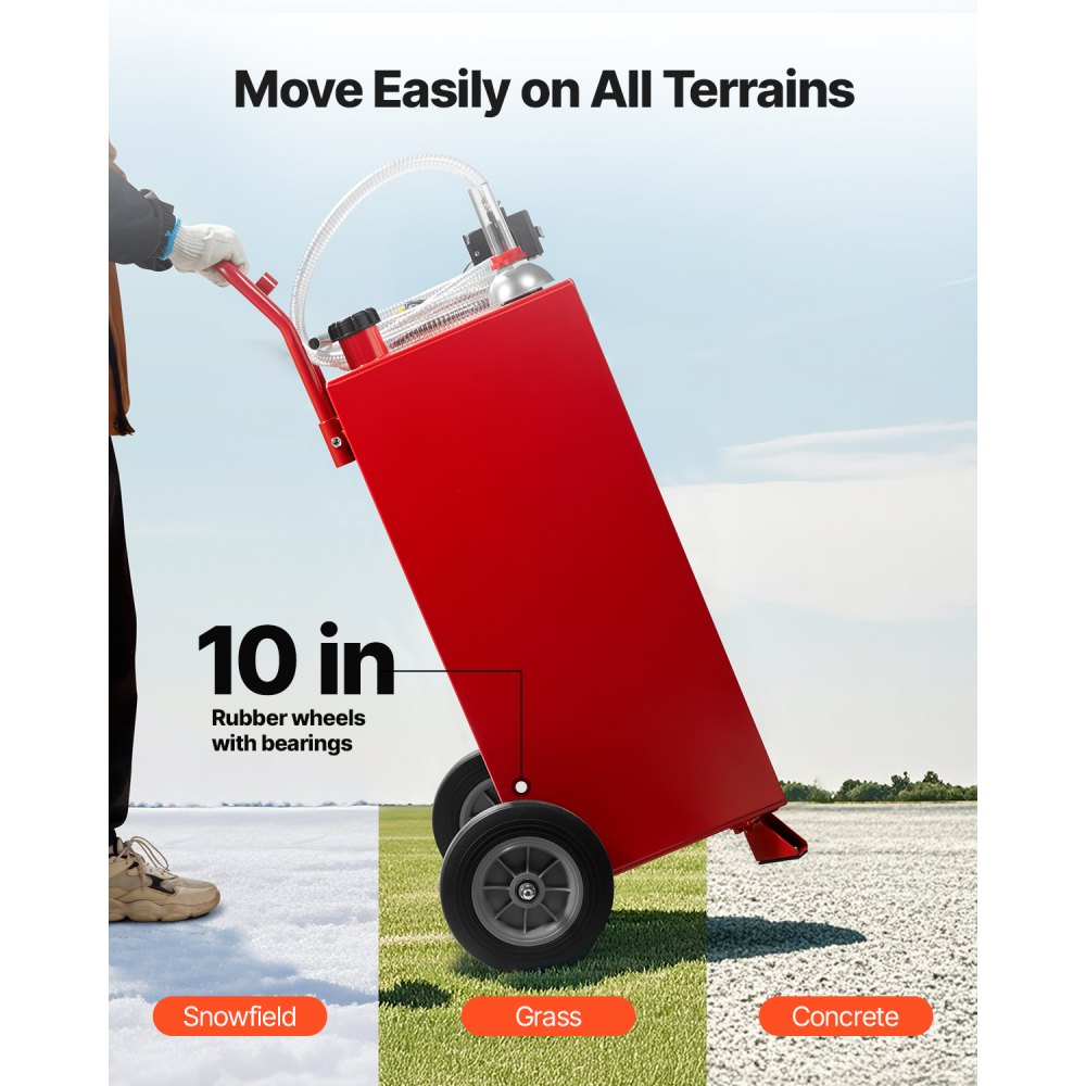 VEVOR 30 Gallon Fuel Caddy, Max Flow 32L/min, Gasoline & Diesel Fuel Tank with Electric Pump, Portable Fuel Storage Tank with 2 Wheels & 10 ft Hose, Gas Caddy for ATV Car Mowers Boat Motorcycle