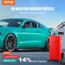 VEVOR 30 Gallon Fuel Caddy, 23.5 L/min, 180W Portable Gas Storage Tank Container with Electric Pump Wheels, Fuel Transfer Storage Tank for Diesel Lubricating Oil Machine Oil Car Mowers Boat Motorcycle