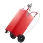 VEVOR 132.5L Fuel Gas Caddy, Carbon Steel, Portable Fuel Transfer Storage Tank with Manual Pump & 4 Rolling Wheels, Gasoline Diesel Can Container, for Cars, Lawn Mowers, ATVs, Boats, Motorcycles, Red