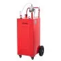 VEVOR 132.5L Fuel Gas Caddy, Carbon Steel, Portable Fuel Transfer Storage Tank with Manual Pump & 4 Rolling Wheels, Gasoline Diesel Can Container, for Cars, Lawn Mowers, ATVs, Boats, Motorcycles, Red