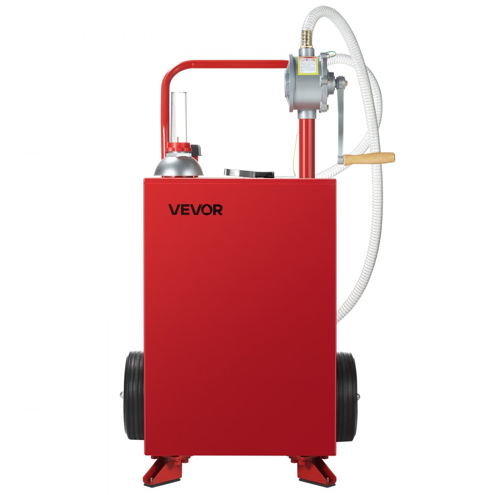 VEVOR 20 Gallon Fuel Caddy, Gasoline & Diesel Fuel Tank with Manual Transfer Pump, Portable Fuel Storage Tank with 2 Wheels & 10 ft Hose, Gas Caddy for Cars, Lawn Mowers, ATVs, Boats, More, Red