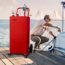 VEVOR 40 Gallon Fuel Caddy Gasoline & Diesel Fuel Tank with Manual Pump Red