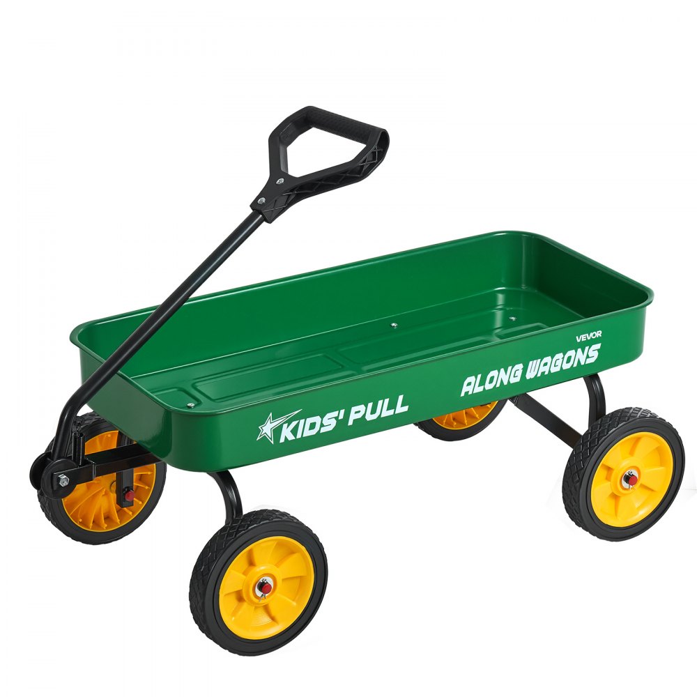 VEVOR Pull-Along Wagon for Kids, 101 cm Toddler Wagons, Supports up to 80kg, All-Terrain Wagons with Handle, Utility Wagon Cart Birthday Present for Kids Gardening Beach Camping, Green