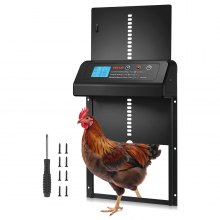 VEVOR Automatic Chicken Coop Door, Battery Powered Chicken Coop Door with Timer & Manual Setting, Anti-Pinch Security, Durable Aluminum Alloy, Auto Chick Run Gate Opener with Waterproof Sealing, Black