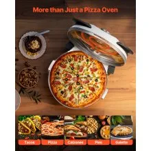 VEVOR Pizza Oven, 12 in Electric Pizza Maker, 1200W Electric Pizzas Cooker with Cordierite Stone, 5-Mode Temperature Control, Viewing Window for Precise Cooking, Heats up to 788 ˚F, for Home (White)