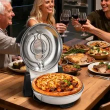VEVOR Pizza Oven, 12 in Electric Pizza Maker, 1200W Electric Pizzas Cooker with Cordierite Stone, 5-Mode Temperature Control, Viewing Window for Precise Cooking, Heats up to 788 ˚F, for Home (White)