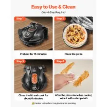 VEVOR Pizza Oven, 12 in Electric Pizza Maker, 1200W Electric Pizzas Cooker with Cordierite Stone, 5-Mode Temperature Control, Viewing Window for Precise Cooking, Heats up to 788 ˚F, for Home (Black)