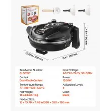 VEVOR Pizza Oven, 12 in Electric Pizza Maker, 1200W Electric Pizzas Cooker with Cordierite Stone, 5-Mode Temperature Control, Viewing Window for Precise Cooking, Heats up to 788 ˚F, for Home (Black)