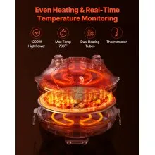 VEVOR Pizza Oven, 12 in Electric Pizza Maker, 1200W Electric Pizzas Cooker with Cordierite Stone, 5-Mode Temperature Control, Viewing Window for Precise Cooking, Heats up to 788 ˚F, for Home (Red)