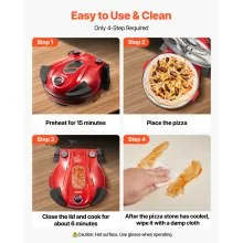 VEVOR Pizza Oven, 12 in Electric Pizza Maker, 1200W Electric Pizzas Cooker with Cordierite Stone, 5-Mode Temperature Control, Viewing Window for Precise Cooking, Heats up to 788 ˚F, for Home (Red)