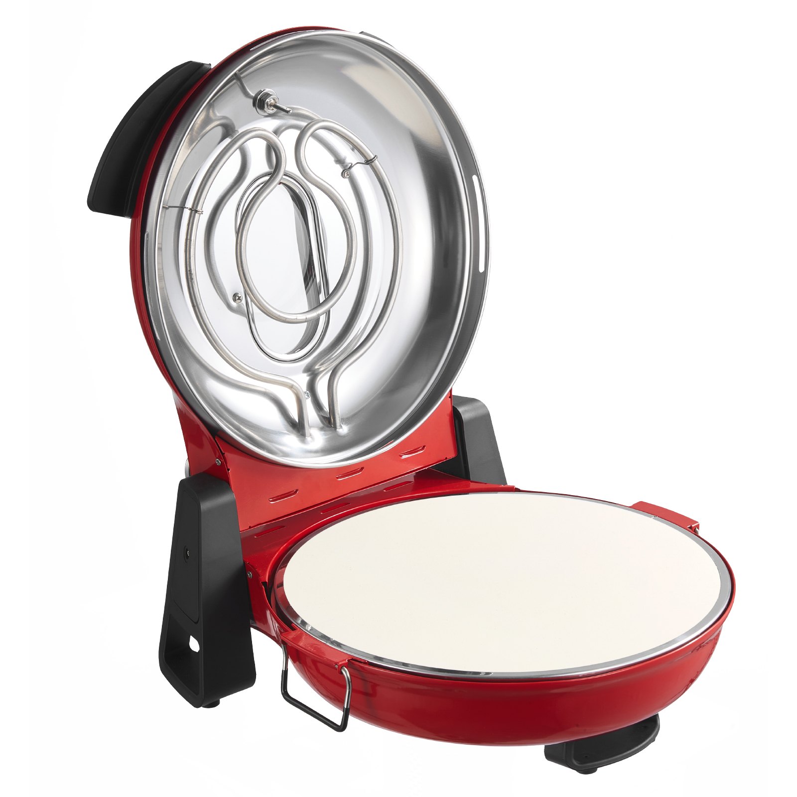 VEVOR Pizza Oven, 304.8 mm Electric Pizza Maker, 1200W Electric Pizzas Cooker with Cordierite Stone, 5-Mode Temperature Control, Viewing Window for Precise Cooking, Heats up to 420℃, for Home (Red)