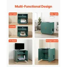 VEVOR Cat Litter Box Enclosure Furniture 31.5in Indoor Hidden Litter Box Cabinet