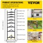 VEVOR 8-Tier Cookware Stand, 68-inch Multi-Layer Pot Rack, Carbon Steel Cookware Shelf, Cookware Storage Tower, Unassembled Kitchen Corner Shelf Rack for Pans, Pots, and Kettles, Matte Black