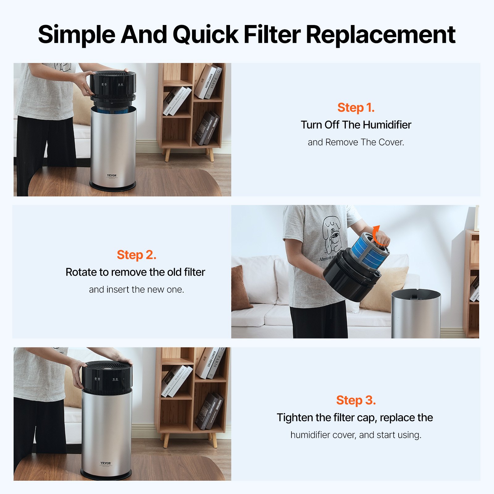 VEVOR Evaporative Humidifier Replacement Filter, 2-Pack, Compatible with VEVOR 10L(2.64G) Model BZT-242 Evaporative Humidifier, Easy to Install for Prolong Filter Life