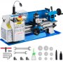 VEVOR Metal Lathe 7"x12",Precision Bench Top Mini Metal Lathe 550W, Metal Lathe Variable Speed 50-2500 RPM Nylon Gear With A Movable Lamp for Precision Parts Processing