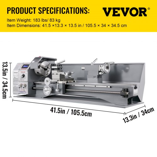 VEVOR Mini Metal Lathe 1100W Variable Speed Metal Lathe 50 to 3000Rpm Milling Precision Lathe 220 x 600mm for Metal Metal Lathe for Counter Face Turning Driling