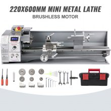 VEVOR Mini Metal Lathe Bench Top 220x600 1100W for Turning Brushless Motor Metal Gear