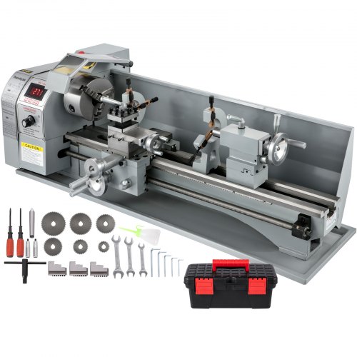 VEVOR Metal Lathe 8.7 x 29.5 Inch/220 x 750MM Mini Metal Lathe 1100W Infinitely Variable Speed Mini Lathe Machine LED Screen for Counter Face Turning Driling