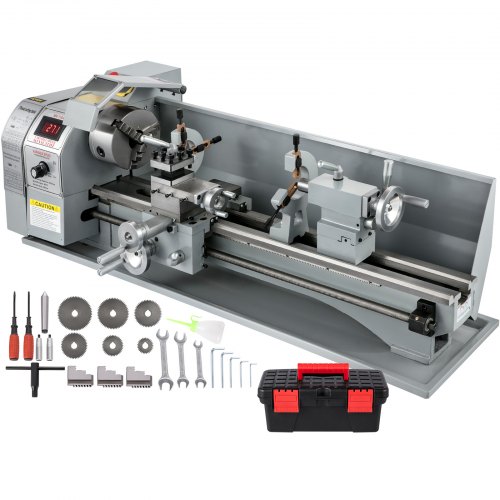 VEVOR 1100W Mini Metal Lathe 220MMx750MM Variable-Speed Metal Lathe RPM Metal Milling Machine Digital Milling Metal Lathe with 3-Jaw Chuck, MT5 Spindle Taper, MT2 Tailstock Taper