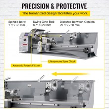 VEVOR 1100W Mini Metal Lathe 220MMx750MM Variable-Speed Metal Lathe RPM Metal Milling Machine Digital Milling Metal Lathe with 3-Jaw Chuck, MT5 Spindle Taper, MT2 Tailstock Taper