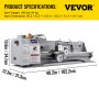 VEVOR Mini Metal Lathe Bench Top 8.7"x29.5" 1100W for Turning 2250 RPM Metal Gear