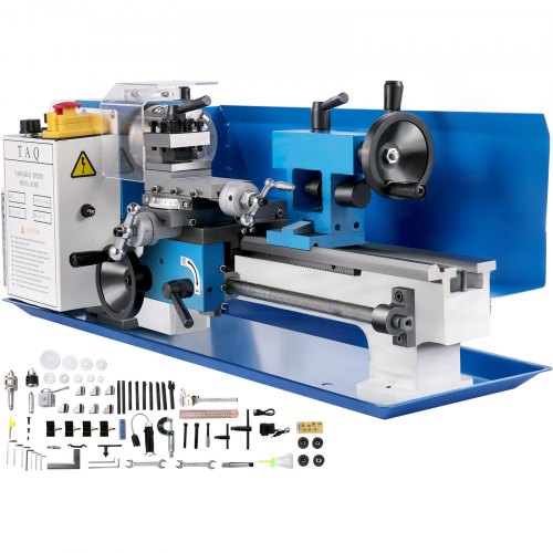 VEVOR 7x12 Inch Luxury Version Metal Lathe 550W Precision Bench Top Mini Metal Milling Lathe Variable Speed 50-2500 RPM Nylon Gear with A Movable Lamp (7x12 inch)
