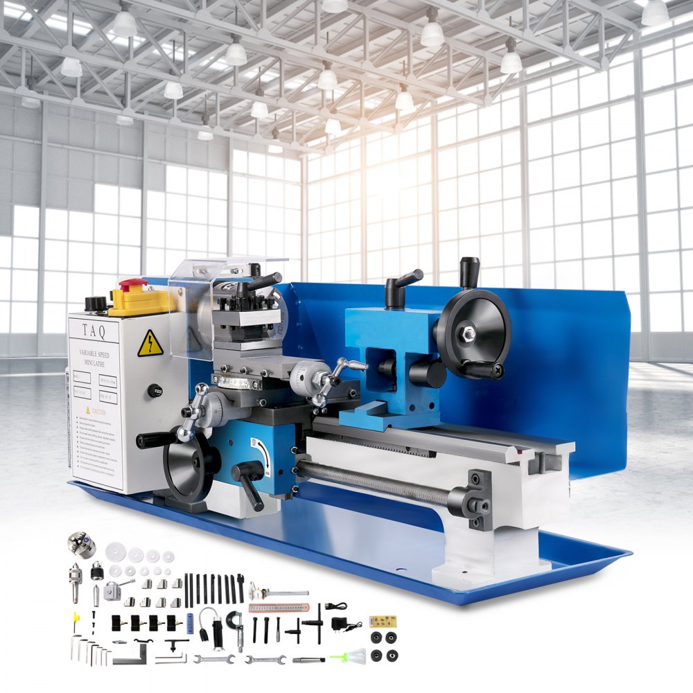 VEVOR 7x12 Inch Luxury Version Metal Lathe 550W Precision Bench Top Mini Metal Milling Lathe Variable Speed 50-2500 RPM Nylon Gear with A Movable Lamp (7x12 inch)