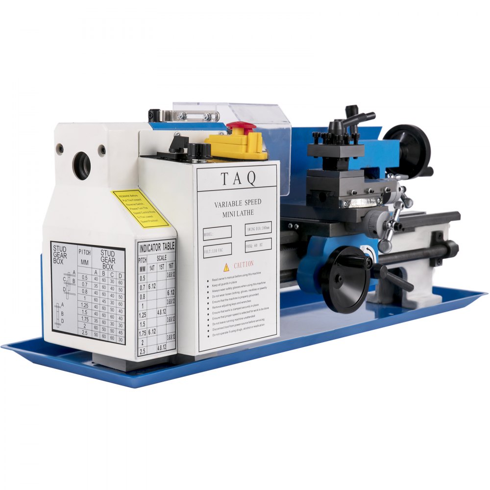 VEVOR 7x12 Inch Luxury Version Metal Lathe 550W Precision Bench Top Mini Metal Milling Lathe Variable Speed 50-2500 RPM Nylon Gear with A Movable Lamp (7x12 inch)