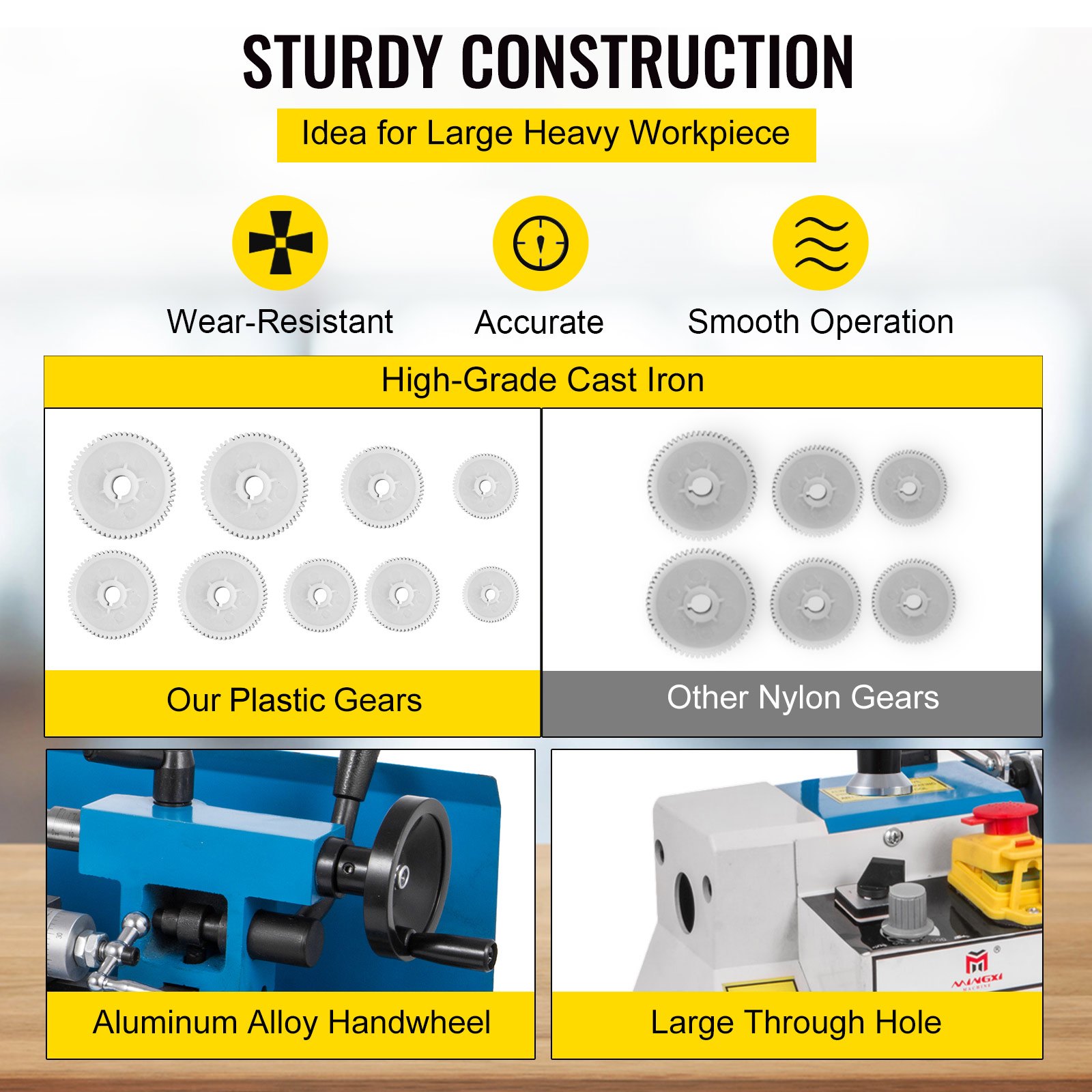 VEVOR Mini fém eszterga 550W változtatható sebességű fém eszterga 50-2500 fordulat/perc precíziós mini asztali eszterga 7x14 hüvelyk mini precíziós alkatrészmegmunkáláshoz, mintafeldolgozáshoz, modellezési munkákhoz