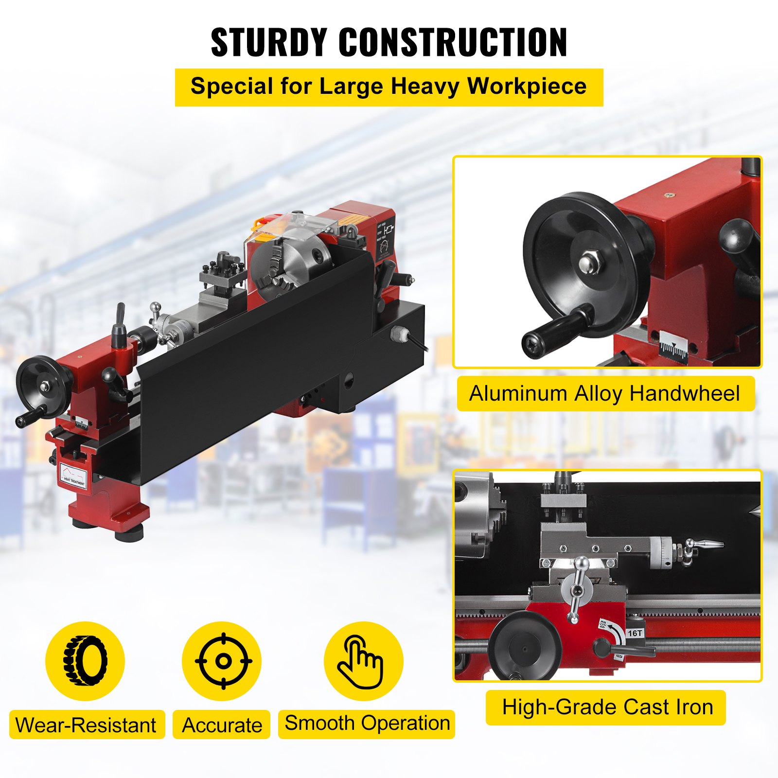 180x400mm Infinitely Variable Speed Mini Metal Lathe  Durable Heavy  EXCELLENT
