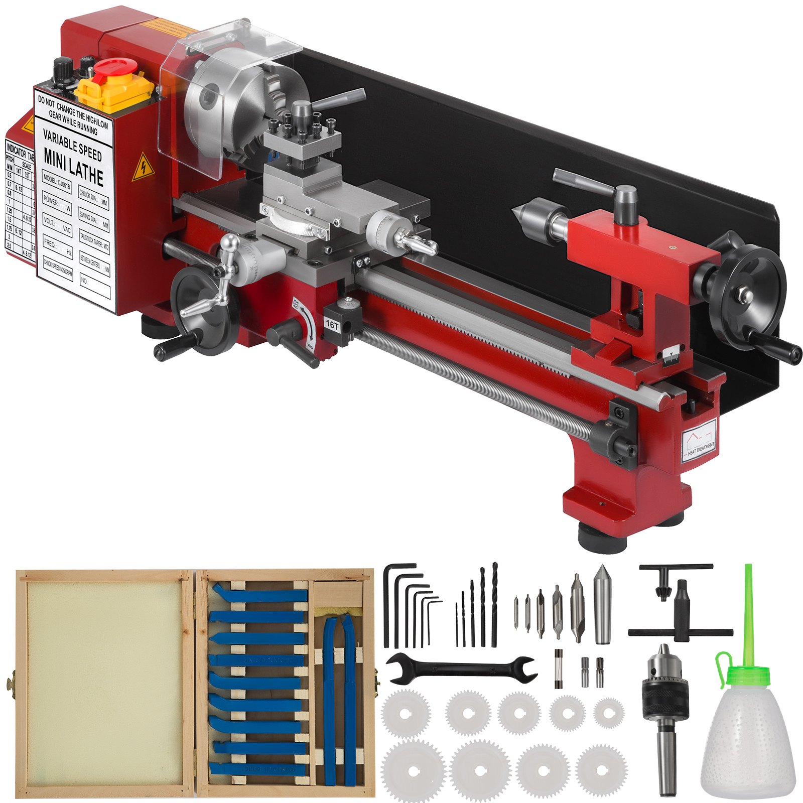 180x400mm Infinitely Variable Speed Mini Metal Lathe  Durable Heavy  EXCELLENT