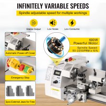 VEVOR Mini Metal Lathe 8x14, Mini Lathe Machine 2250 PRM Variable Speed Change,Precision Mini Lathe 600W Metal Working Lathe, Small Metal Lathe, Milling Machine for Various Types of Metal Turning