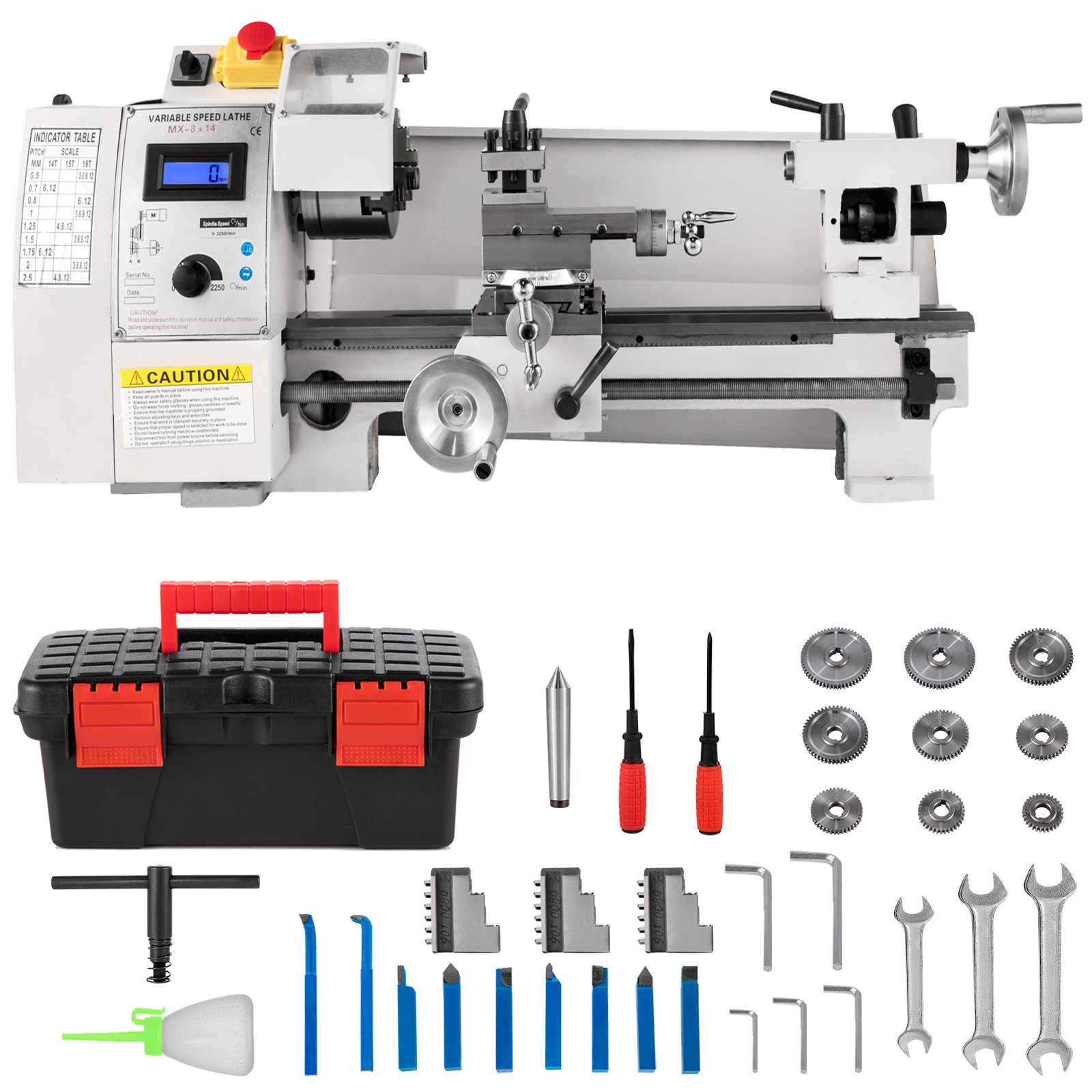 VEVOR Mini Metal Lathe 8x14inch, Metal Lathe Machine 2250PRM Variable Speed Change Precision Mini Lathe 600W Metal Working Lathe, Small Metal Lathe, Milling Machine for Various Types of Metal Turning