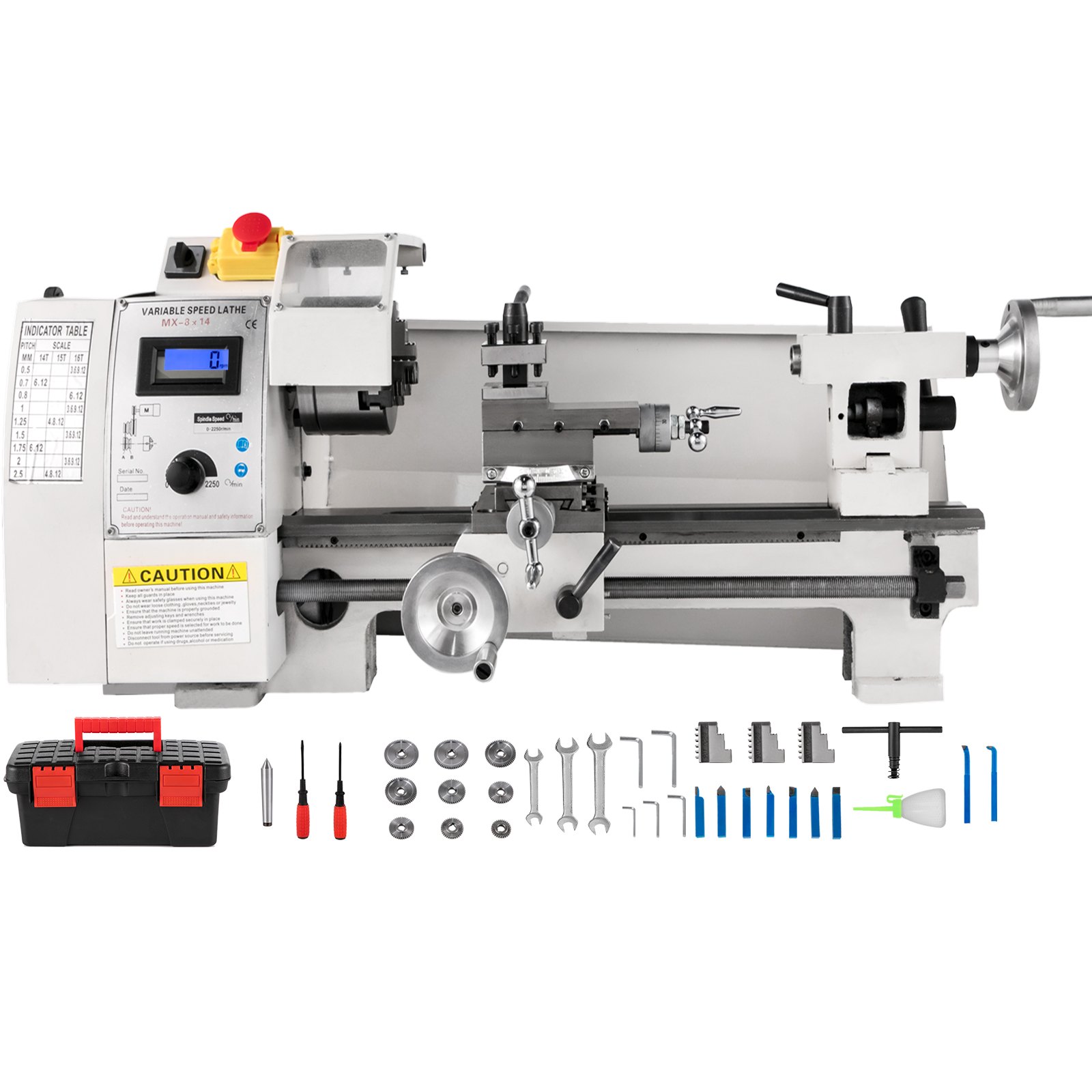 VEVOR Mini Metal Lathe 8x14inch, Metal Lathe Machine 2250PRM Variable Speed Change Precision Mini Lathe 600W Metal Working Lathe, Small Metal Lathe, Milling Machine for Various Types of Metal Turning