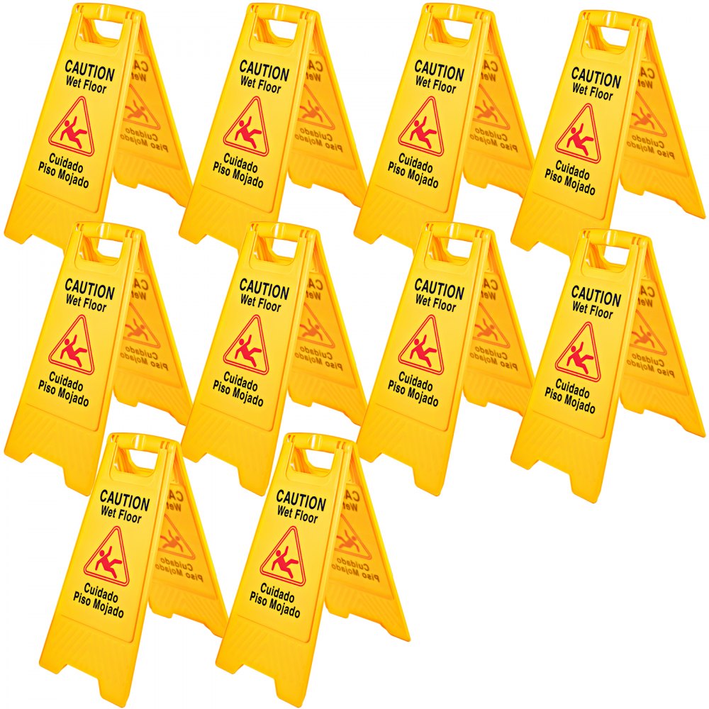 Wet Floor A-Frame Sign Stand Safety Yellow Economy Folding 585mm High 10 Pcs