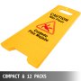 VEVOR 12 Pack Caution Wet Floor Sign 25-Inch Yellow Wet Floor Sign Double Sided Wet Floor Cones Fold-Out Bilingual Plastic Board for Indoors and Outdoors