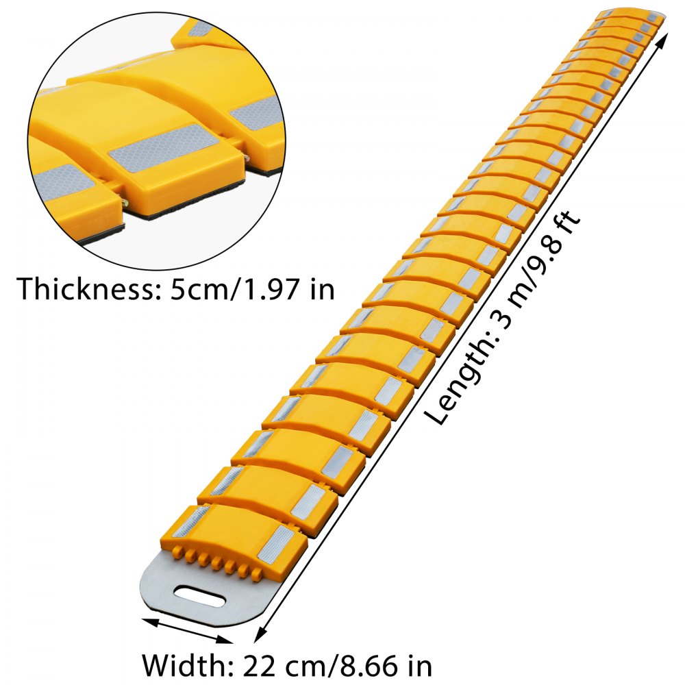 VEVOR Portable Speed Bump Speed Hump 9.8 Ft Rubber Speed Bumps for Driveway