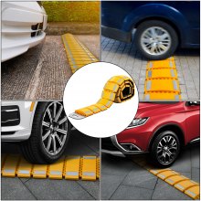 VEVOR Portable Speed Bump, 9.8 Ft Length Speed Hump, 8.66" W x 1.97" H Rubber Reflective Speed Bumps for Asphalt Concrete Gravel Driveway Roads Parking Lot Used On Car, Truck, Bus, Trailer, Streets