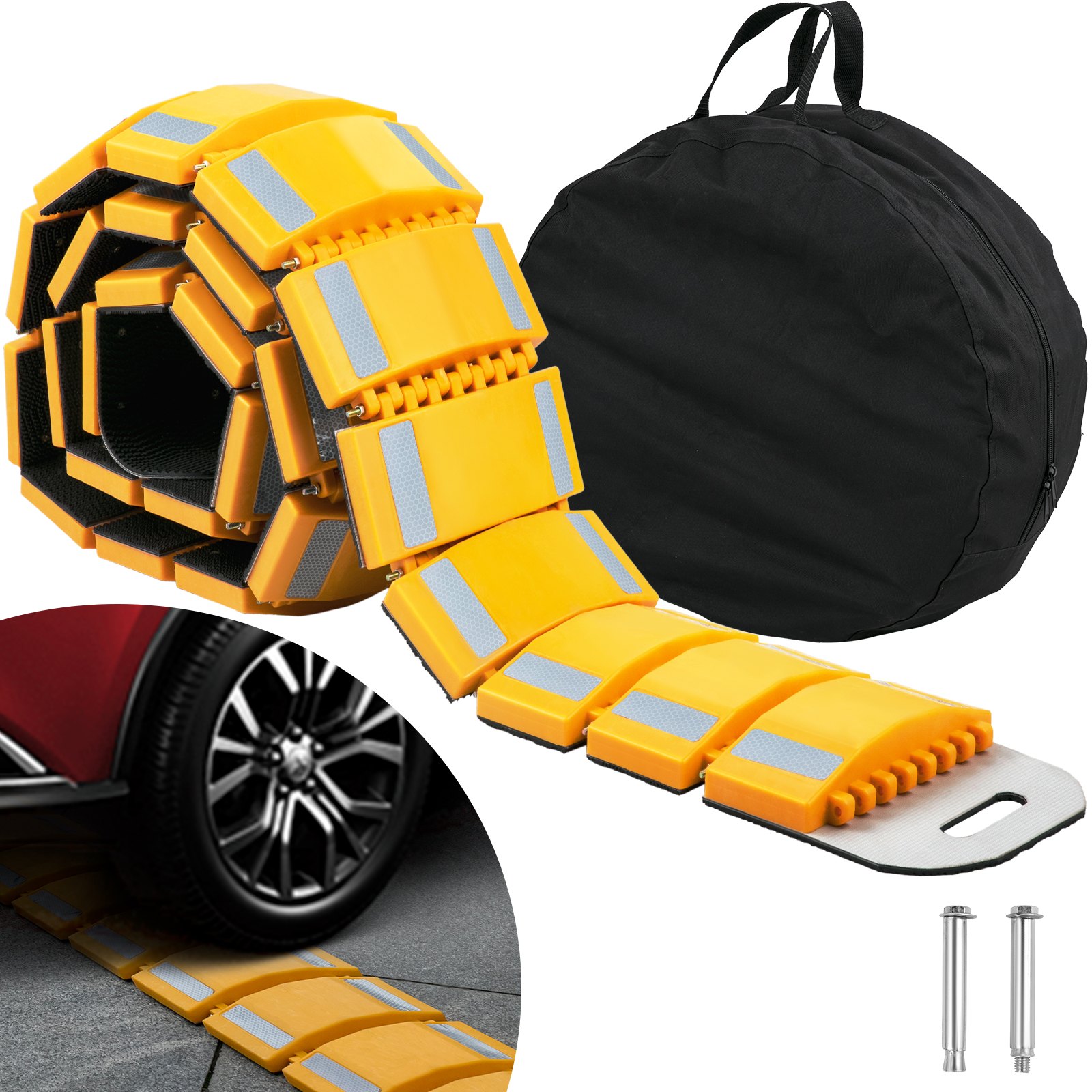 VEVOR Portable Speed Bump Speed Hump 9.8 Ft Rubber Speed Bumps for Driveway