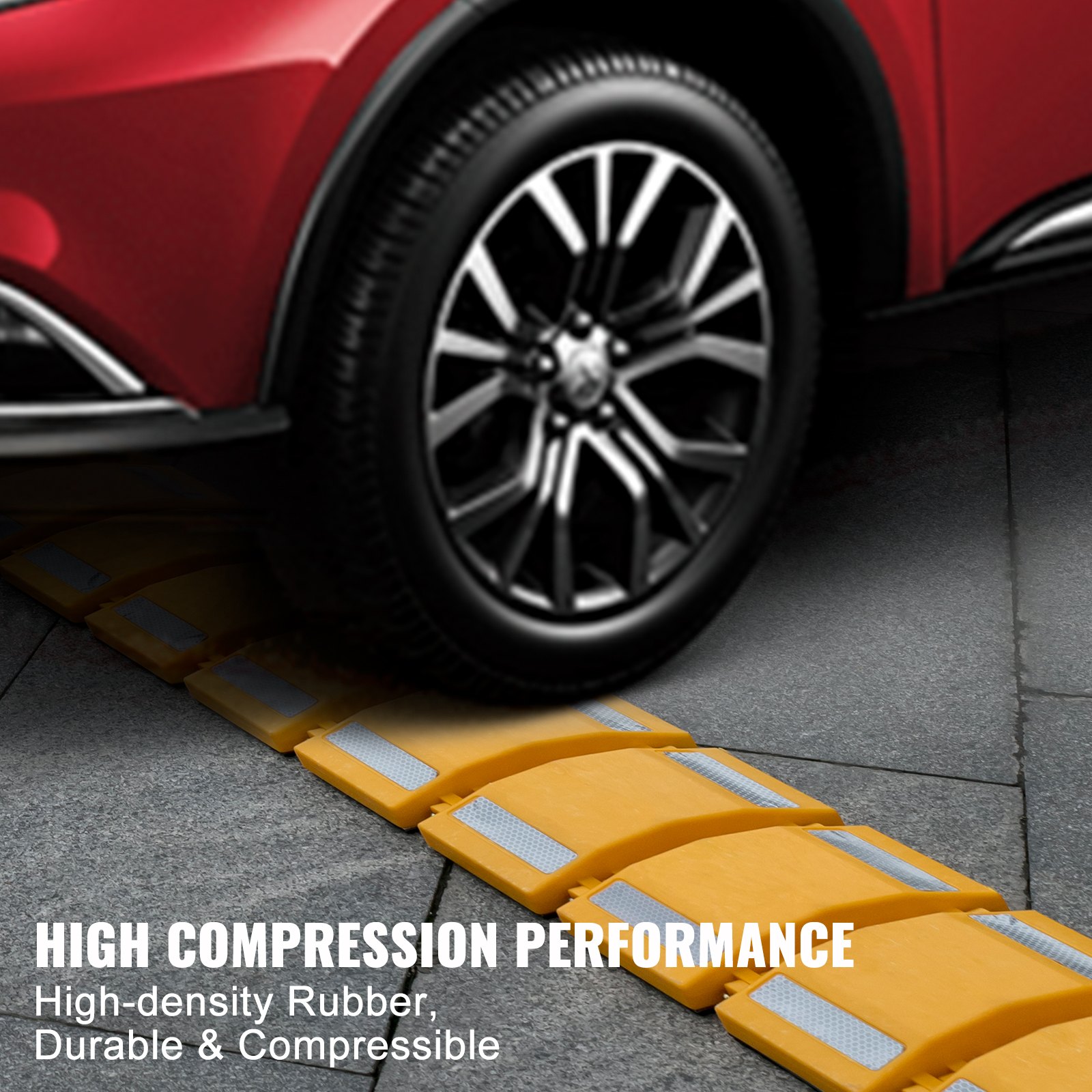 VEVOR Portable Speed Bump Speed Hump 9.8 Ft Rubber Speed Bumps for Driveway