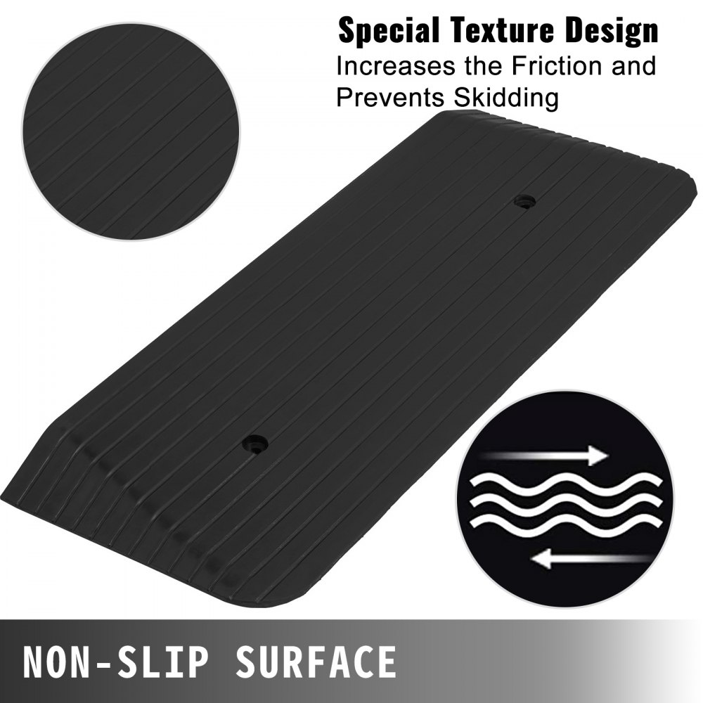 VEVOR Rubber Threshold Ramp, 2" Rise Threshold Ramp Doorway, Recycled Rubber Power Threshold Ramp Rated 2200Lbs Load Capacity, Non-Slip Surface Rubber Solid Threshold Ramp for Wheelchair and Scooter