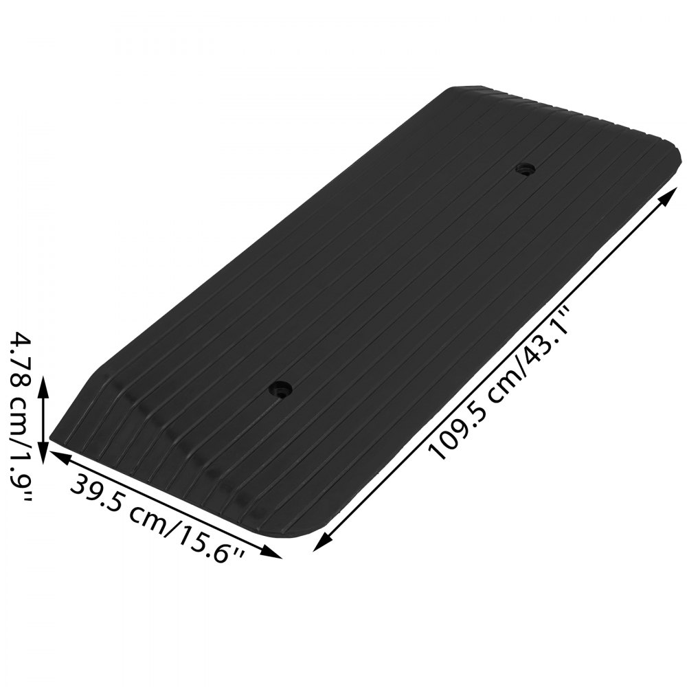 VEVOR Rubber Threshold Ramp, 2" Rise Threshold Ramp Doorway, Recycled Rubber Power Threshold Ramp Rated 2200Lbs Load Capacity, Non-Slip Surface Rubber Solid Threshold Ramp for Wheelchair and Scooter
