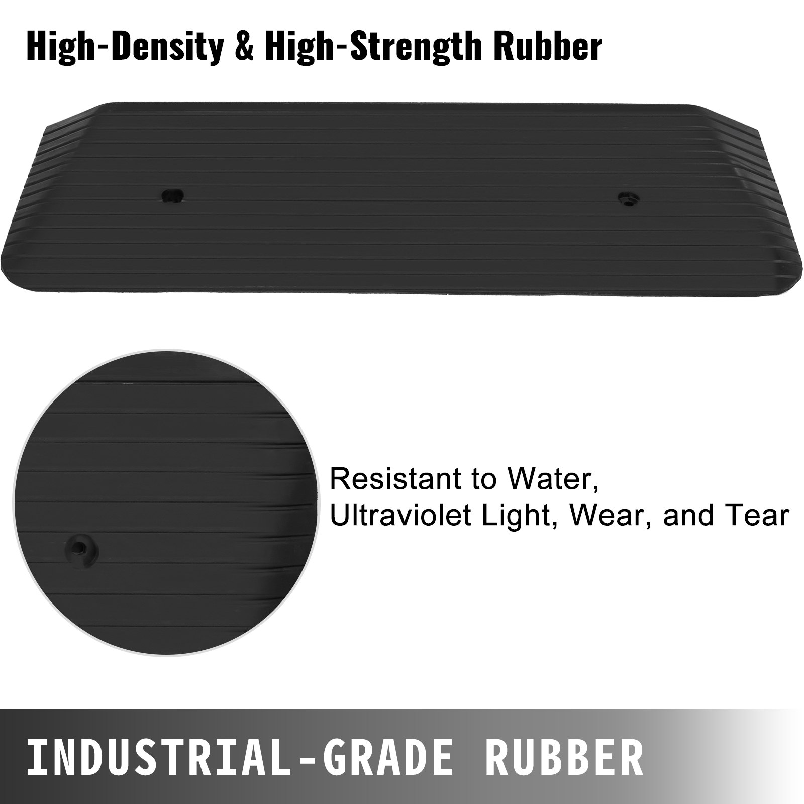 VEVOR Rubber Threshold Ramp, 2" Rise Threshold Ramp Doorway, Recycled Rubber Power Threshold Ramp Rated 2200Lbs Load Capacity, Non-Slip Surface Rubber Solid Threshold Ramp for Wheelchair and Scooter
