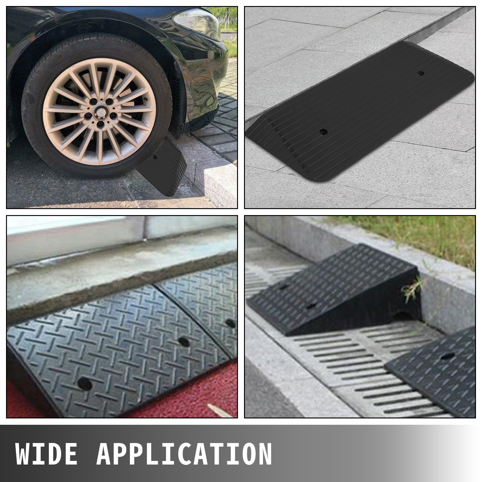 VEVOR Rubber Threshold Ramp, 2" Rise Threshold Ramp Doorway, Recycled Rubber Power Threshold Ramp Rated 2200Lbs Load Capacity, Non-Slip Surface Rubber Solid Threshold Ramp for Wheelchair and Scooter