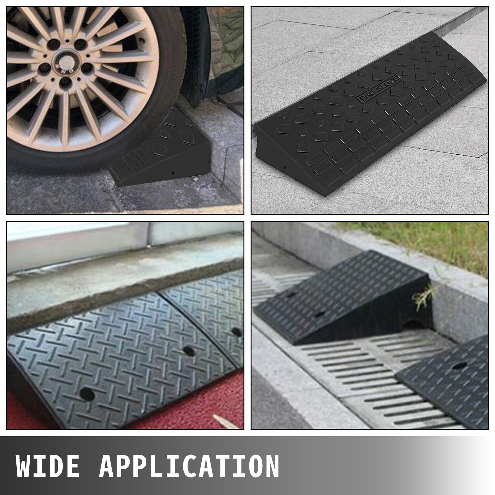 VEVOR Rubber Curb Ramp Driveway 3.7" Threshold Solid Ramp 5T Capacity Loading