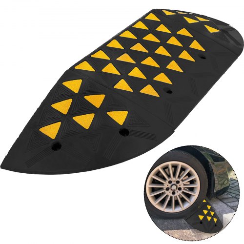 15400lb Rubber Curb Threshold Ramp With Round End Caps Large Capacity Durable